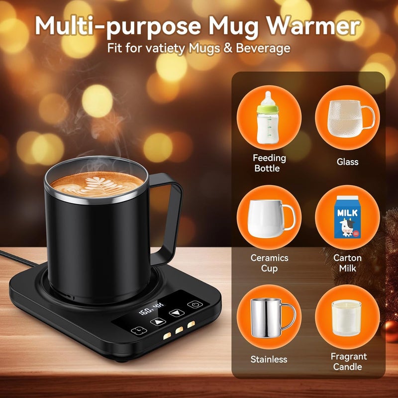 Mabahoo Coffee Mug Warmer & Mug Set for Desk, Electric Coffee Cup Warmer with 16oz Heated Mug, Temperature Control Smart Coffee Heater with Auto Shut Off & 9 Temp Settings, Gifts for Men Women, Black - Image 4